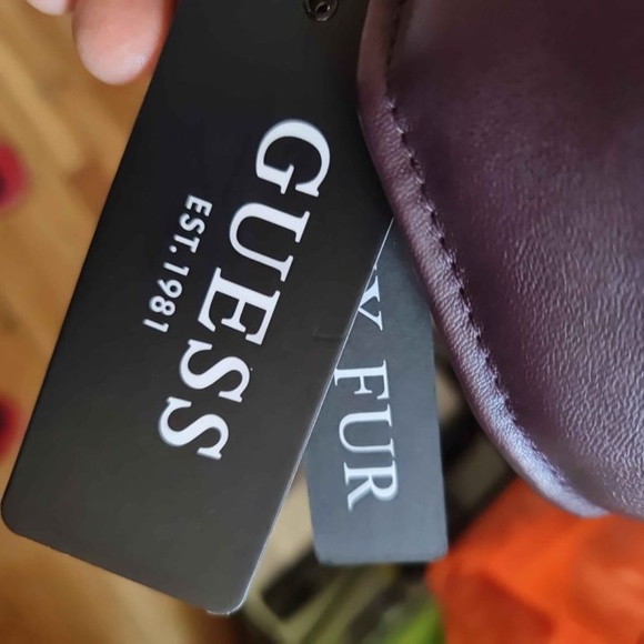 New,Guess Men Red Faux-Leather Faux-Shearling Asymetrical Motorcycle Jacket Sz-S - Picture 10 of 14